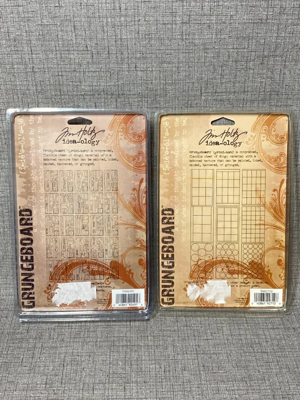 NEW Tim Holtz Idea-ology Grungeboard Swirls Alphabet 9 Fonts & Plain Shapes